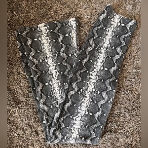 Ultra high rise snakeskin flare pants